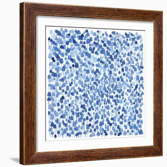 Tiny Blue Mushrooms-Kerstin Stock-Framed Art Print