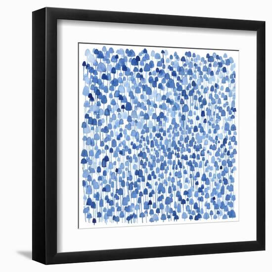 Tiny Blue Mushrooms-Kerstin Stock-Framed Art Print