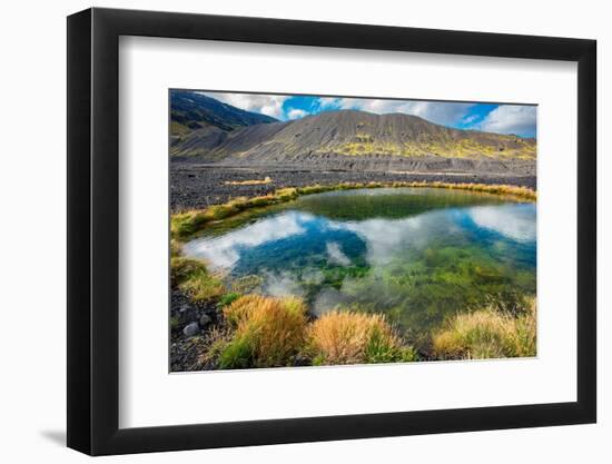 Tiny pond created by violent volcanic forces: eruption of the Eyjafjallajokull volcano, Iceland.-Betty Sederquist-Framed Photographic Print