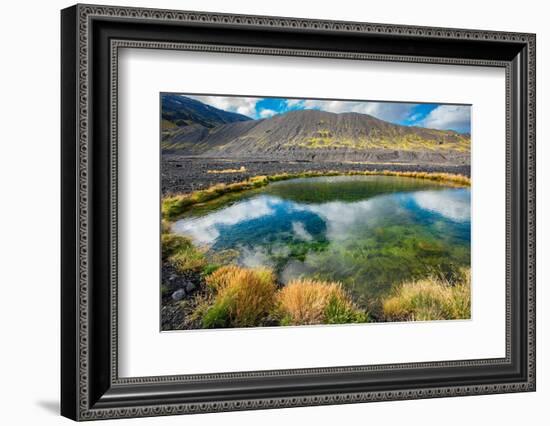 Tiny pond created by violent volcanic forces: eruption of the Eyjafjallajokull volcano, Iceland.-Betty Sederquist-Framed Photographic Print