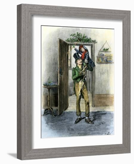 Tiny Tim Carried in Celebration, from Dickens' a Christmas Carol-null-Framed Giclee Print