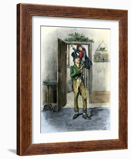 Tiny Tim Carried in Celebration, from Dickens' a Christmas Carol-null-Framed Giclee Print