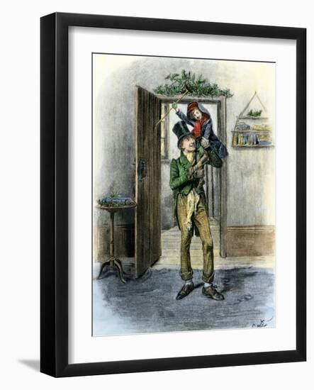 Tiny Tim Carried in Celebration, from Dickens' a Christmas Carol-null-Framed Giclee Print