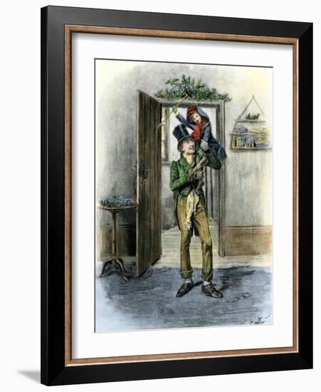 Tiny Tim Carried in Celebration, from Dickens' a Christmas Carol-null-Framed Giclee Print