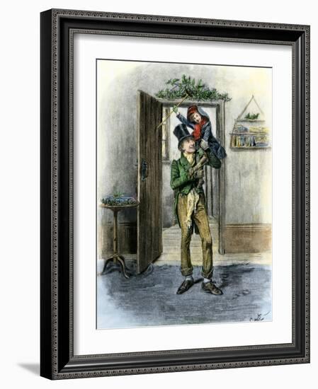 Tiny Tim Carried in Celebration, from Dickens' a Christmas Carol-null-Framed Giclee Print