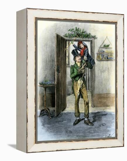 Tiny Tim Carried in Celebration, from Dickens' a Christmas Carol-null-Framed Premier Image Canvas