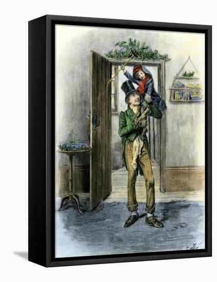 Tiny Tim Carried in Celebration, from Dickens' a Christmas Carol-null-Framed Premier Image Canvas