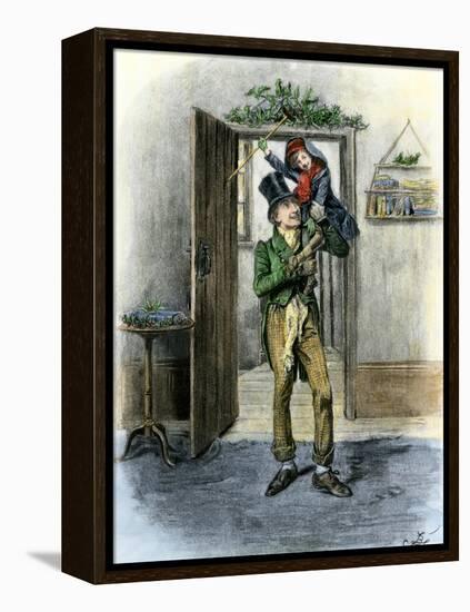 Tiny Tim Carried in Celebration, from Dickens' a Christmas Carol-null-Framed Premier Image Canvas