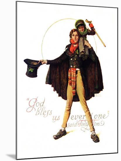 "Tiny Tim" or "God Bless Us Everyone", December 15,1934-Norman Rockwell-Mounted Print