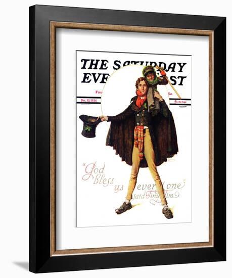 "Tiny Tim" or "God Bless Us Everyone" Saturday Evening Post Cover, December 15,1934-Norman Rockwell-Framed Giclee Print