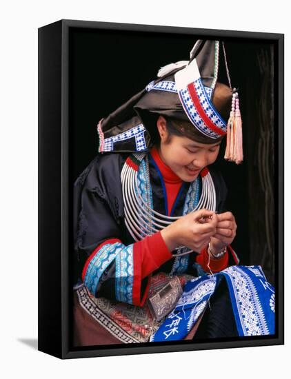 Tip-Top Miao Girl Doing Traditional Embroidery, China-Keren Su-Framed Premier Image Canvas