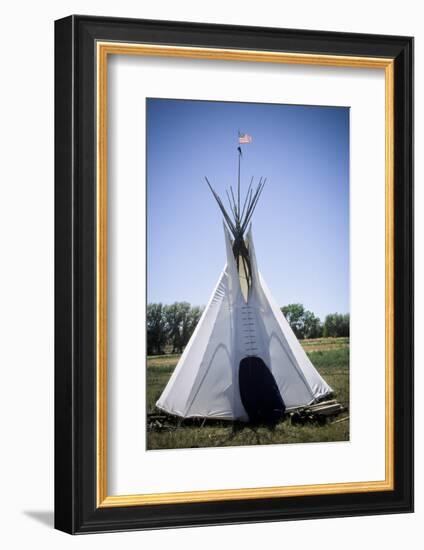 Tipi with American Flag, Uintah and Ouray Indian Reservation, Utah-Angel Wynn-Framed Photographic Print