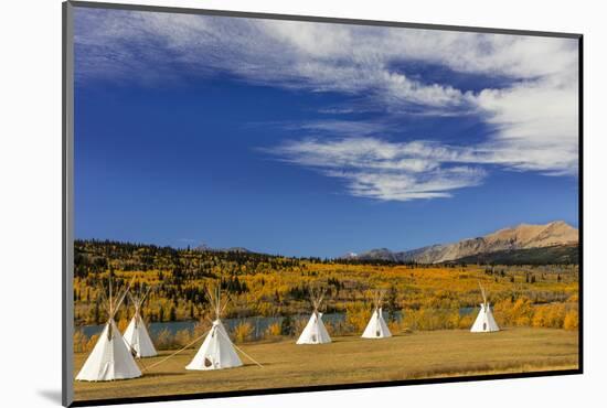 Tipis with Yellow Mountain, St. Mary, Montana, USA-Chuck Haney-Mounted Photographic Print