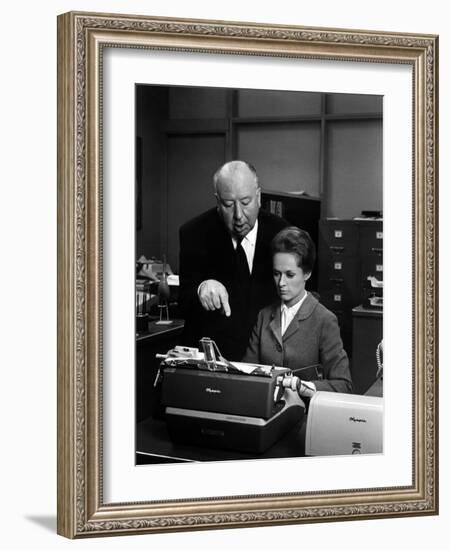 Tippi Hedren; Alfred Hitchcock. "Marnie" [1964], Directed by Alfred Hitchcock.-null-Framed Photographic Print