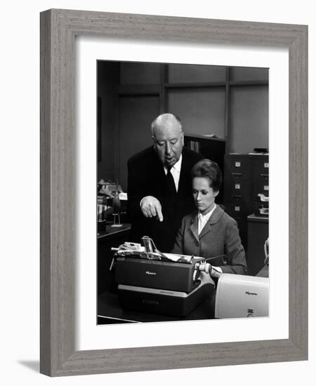 Tippi Hedren; Alfred Hitchcock. "Marnie" [1964], Directed by Alfred Hitchcock.-null-Framed Photographic Print