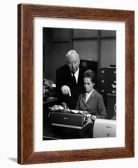 Tippi Hedren; Alfred Hitchcock. "Marnie" [1964], Directed by Alfred Hitchcock.-null-Framed Photographic Print