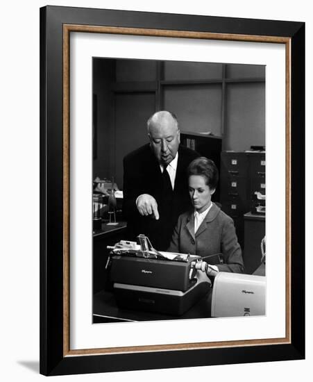 Tippi Hedren; Alfred Hitchcock. "Marnie" [1964], Directed by Alfred Hitchcock.-null-Framed Photographic Print