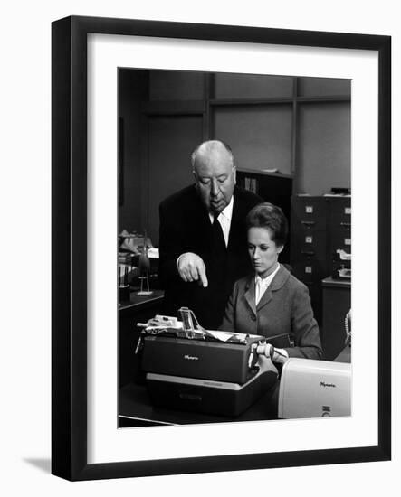 Tippi Hedren; Alfred Hitchcock. "Marnie" [1964], Directed by Alfred Hitchcock.-null-Framed Photographic Print