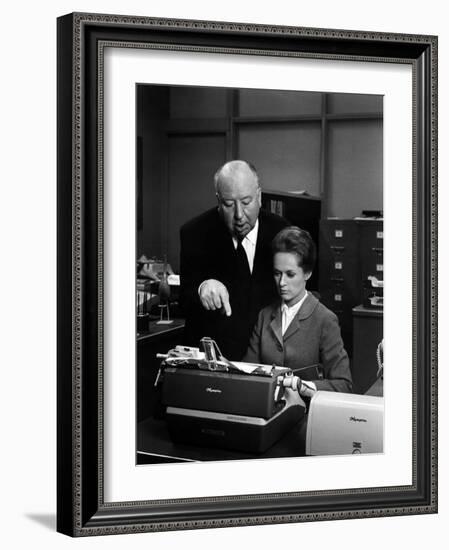 Tippi Hedren; Alfred Hitchcock. "Marnie" [1964], Directed by Alfred Hitchcock.-null-Framed Photographic Print