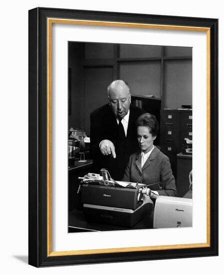 Tippi Hedren; Alfred Hitchcock. "Marnie" [1964], Directed by Alfred Hitchcock.-null-Framed Photographic Print