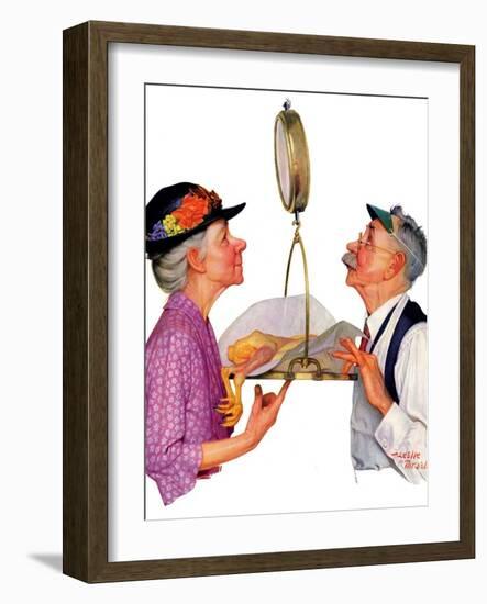 "Tipping the Scales,"October 3, 1936-Leslie Thrasher-Framed Giclee Print