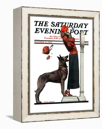 "Tipping the Scales," Saturday Evening Post Cover, October 13, 1923-Joseph Farrelly-Framed Premier Image Canvas