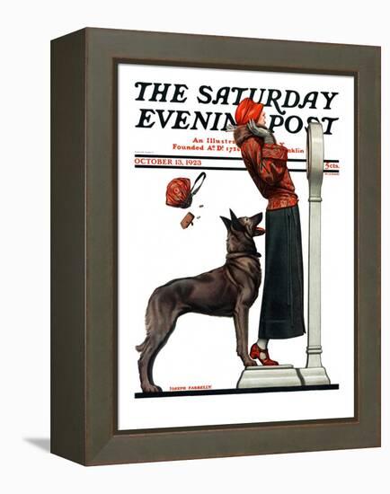 "Tipping the Scales," Saturday Evening Post Cover, October 13, 1923-Joseph Farrelly-Framed Premier Image Canvas