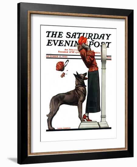 "Tipping the Scales," Saturday Evening Post Cover, October 13, 1923-Joseph Farrelly-Framed Giclee Print