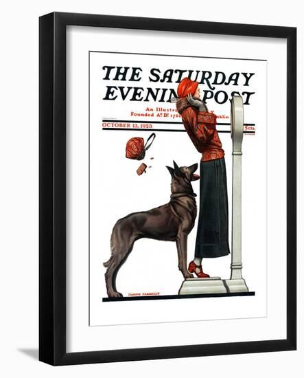 "Tipping the Scales," Saturday Evening Post Cover, October 13, 1923-Joseph Farrelly-Framed Giclee Print