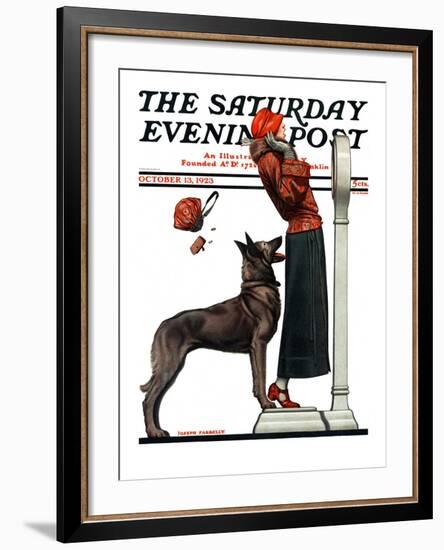 "Tipping the Scales," Saturday Evening Post Cover, October 13, 1923-Joseph Farrelly-Framed Giclee Print