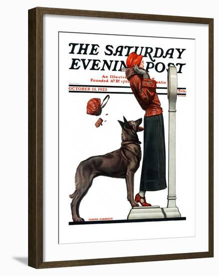 "Tipping the Scales," Saturday Evening Post Cover, October 13, 1923-Joseph Farrelly-Framed Giclee Print