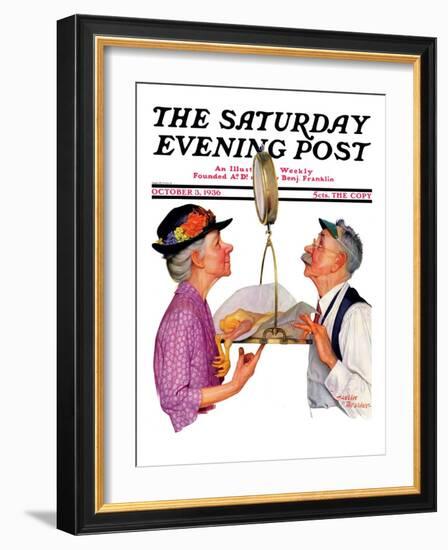 "Tipping the Scales," Saturday Evening Post Cover, October 3,1936-Leslie Thrasher-Framed Giclee Print