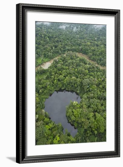 Tiputini River and Oxbow Lake in the Amazon, Yasuni NP, Ecuador-Pete Oxford-Framed Photographic Print