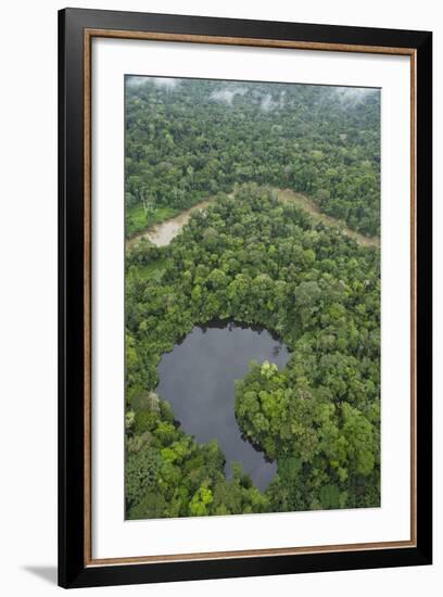 Tiputini River and Oxbow Lake in the Amazon, Yasuni NP, Ecuador-Pete Oxford-Framed Photographic Print