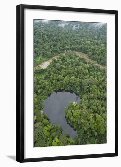 Tiputini River and Oxbow Lake in the Amazon, Yasuni NP, Ecuador-Pete Oxford-Framed Photographic Print