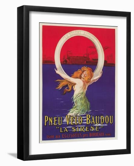 Tire Advertisement with Mermaid-null-Framed Art Print