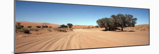 Tire Tracks in an Arid Landscape, Sossusvlei, Namib Desert, Namibia-null-Mounted Photographic Print