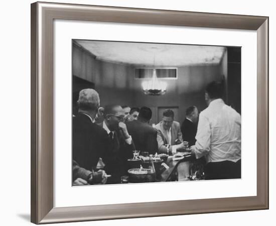 Tired Businessmen on the Way Home, Stop at Gobbler Bar on Madison Avenue-null-Framed Photographic Print