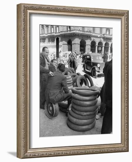 Tires for Sale in Black Market-Alfred Eisenstaedt-Framed Photographic Print