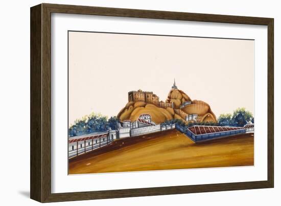 Tiruchirapalli Rock Fort City in the State of Tamil Nadu, from Thanjavur, India-null-Framed Giclee Print