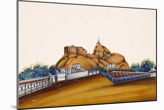 Tiruchirapalli Rock Fort City in the State of Tamil Nadu, from Thanjavur, India-null-Mounted Giclee Print