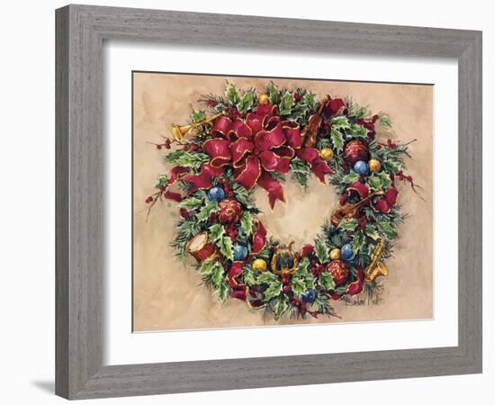 Tis The Season Wreath-Barbara Mock-Framed Giclee Print