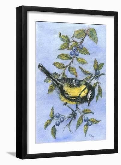 Tit in Blackthorn and Sloe-Nell Hill-Framed Giclee Print