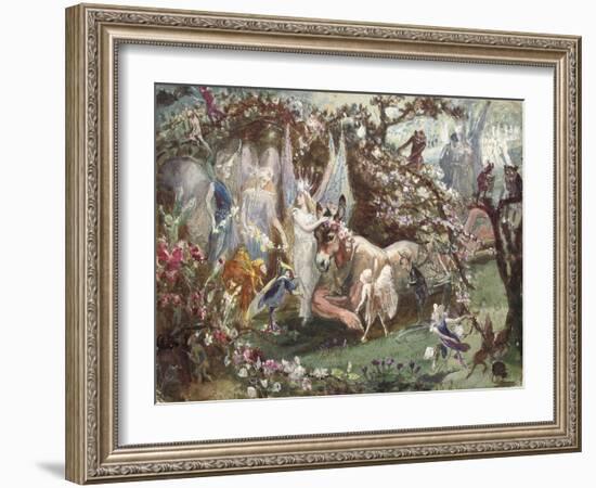 Titania and Bottom from William Shakespeare's 'A Midsummer-Night's Dream'-John Anster Fitzgerald-Framed Giclee Print