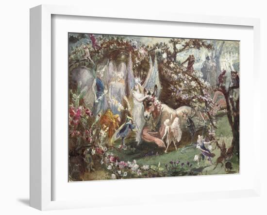 Titania and Bottom from William Shakespeare's 'A Midsummer-Night's Dream'-John Anster Fitzgerald-Framed Giclee Print