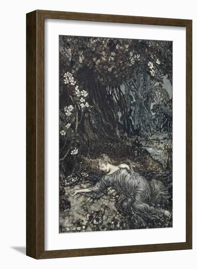 Titania Lying Asleep, Illustration from 'Midsummer Nights Dream' by William Shakespeare, 1908-Arthur Rackham-Framed Giclee Print