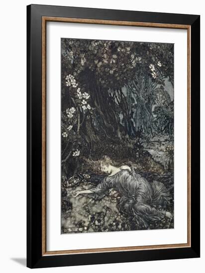 Titania Lying Asleep, Illustration from 'Midsummer Nights Dream' by William Shakespeare, 1908-Arthur Rackham-Framed Giclee Print