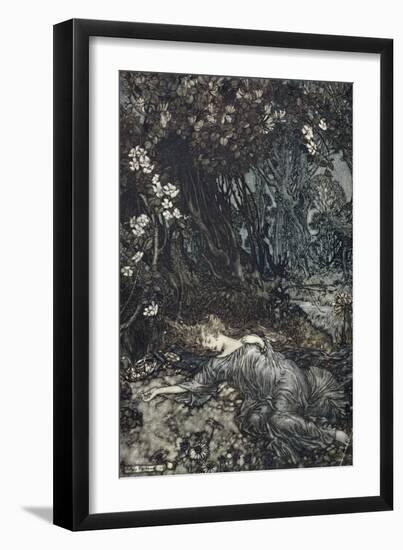 Titania Lying Asleep, Illustration from 'Midsummer Nights Dream' by William Shakespeare, 1908-Arthur Rackham-Framed Giclee Print