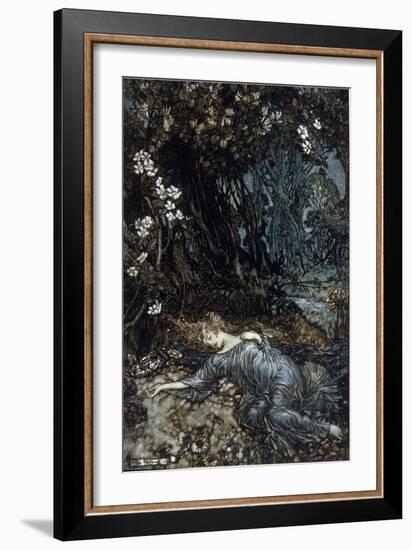 Titania the Queen of Fees is Sleeping. Illustration by Arthur RACKHAM (1867-1939) for the Dream of-Arthur Rackham-Framed Giclee Print