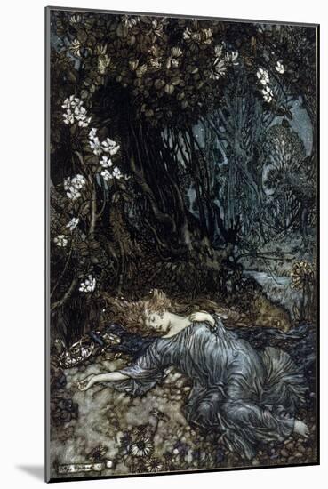 Titania the Queen of Fees is Sleeping. Illustration by Arthur RACKHAM (1867-1939) for the Dream of-Arthur Rackham-Mounted Giclee Print